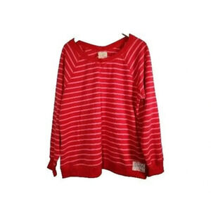 Old Navy  RED/WHITE Striped Sweat Shirt Women's XL Longsleeve Crewneck